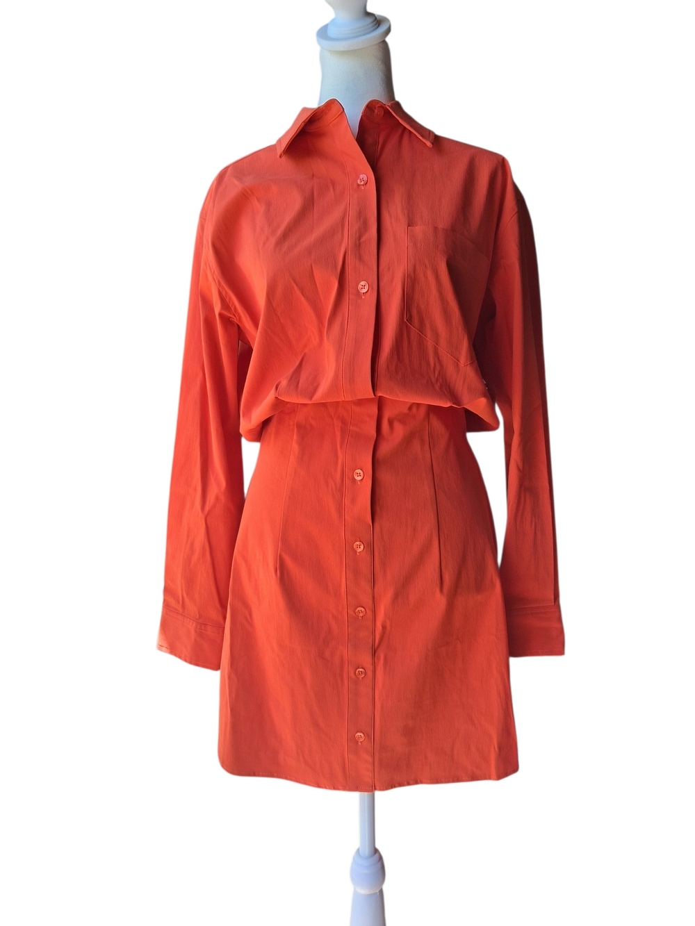 Good American Poplin Shirt Dress Red XS